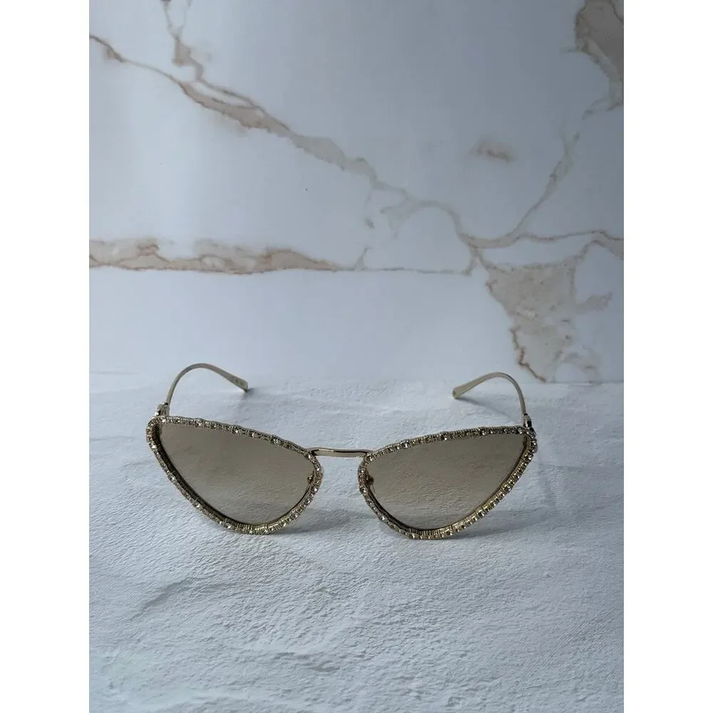 NEW Gucci GG1569S Gold Cat Eye Crystal Sunglasses $1300